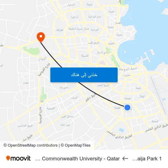 Nuwaija Park 1 to Virginia Commonwealth University - Qatar map