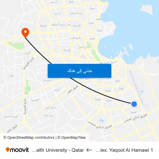 New Residential Complex. Yaqoot Al Hamawi 1 to Virginia Commonwealth University - Qatar map