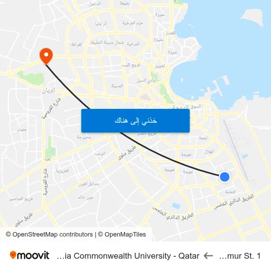 Tadmur St. 1 to Virginia Commonwealth University - Qatar map