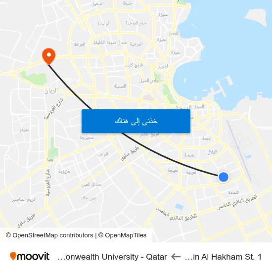 Marwan Bin Al Hakham St. 1 to Virginia Commonwealth University - Qatar map