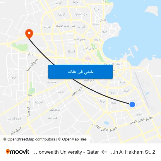 Marwan Bin Al Hakham St. 2 to Virginia Commonwealth University - Qatar map