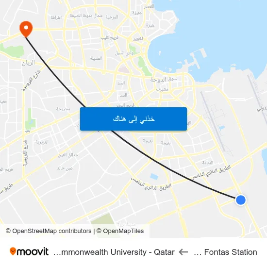 Ras Bu Fontas Station to Virginia Commonwealth University - Qatar map