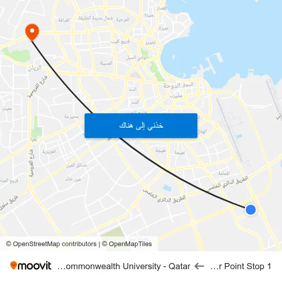 Center Point Stop 1 to Virginia Commonwealth University - Qatar map