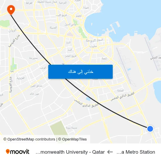 Al Wakra Metro Station to Virginia Commonwealth University - Qatar map