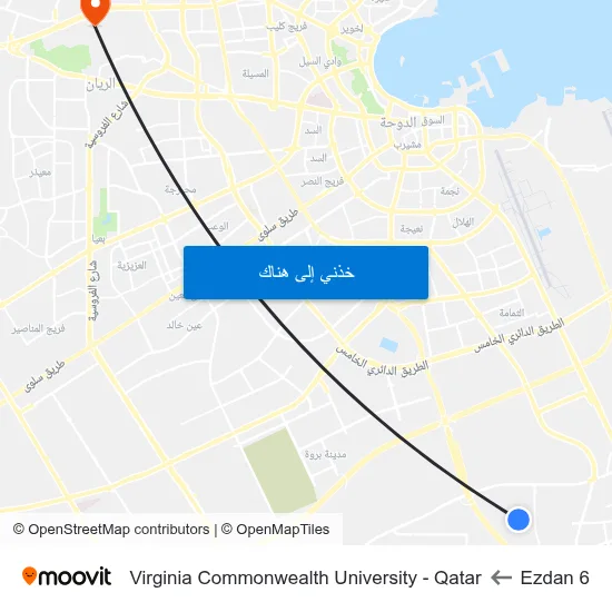 Ezdan 6 to Virginia Commonwealth University - Qatar map