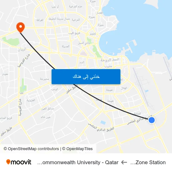 Free Zone Station to Virginia Commonwealth University - Qatar map