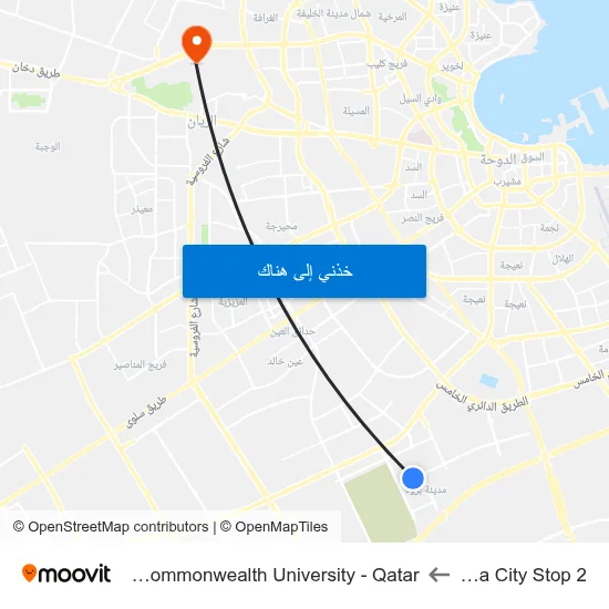 Barwa City Stop 2 to Virginia Commonwealth University - Qatar map