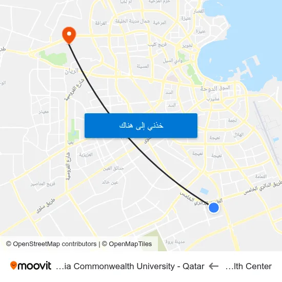 Health Center to Virginia Commonwealth University - Qatar map