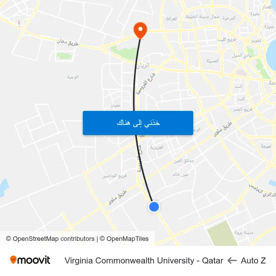 Auto Z to Virginia Commonwealth University - Qatar map