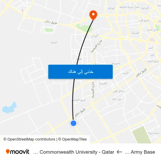 Cas Army Base to Virginia Commonwealth University - Qatar map