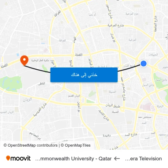 Al Jazeera Television to Virginia Commonwealth University - Qatar map