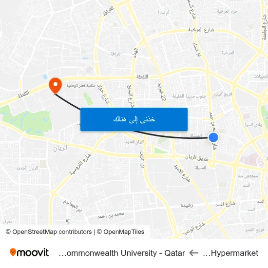 Lulu Hypermarket to Virginia Commonwealth University - Qatar map