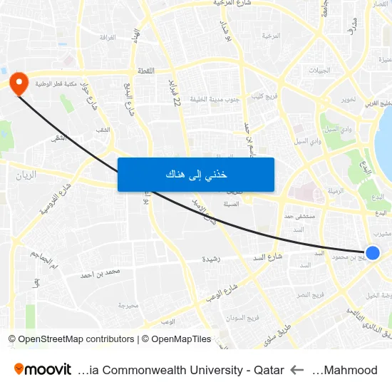 Bin Mahmood to Virginia Commonwealth University - Qatar map