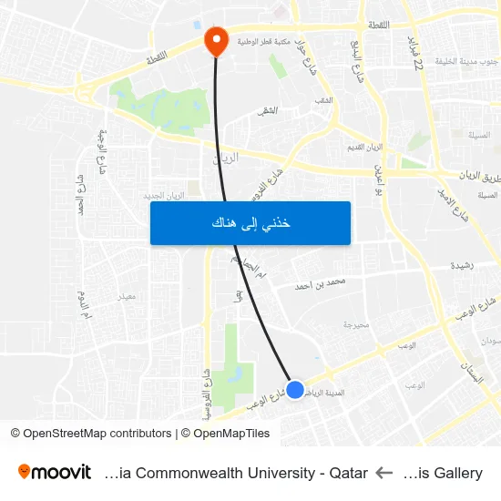 Paris Gallery to Virginia Commonwealth University - Qatar map