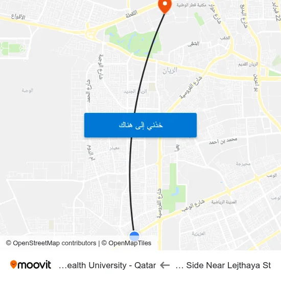 Al Waab St South Side Near Lejthaya St to Virginia Commonwealth University - Qatar map