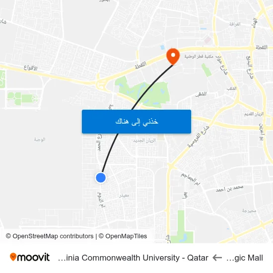 Logic Mall to Virginia Commonwealth University - Qatar map