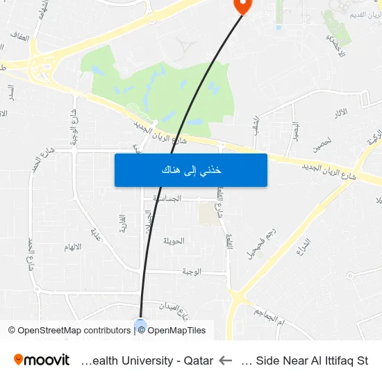 Al Salam St West Side Near Al Ittifaq St to Virginia Commonwealth University - Qatar map