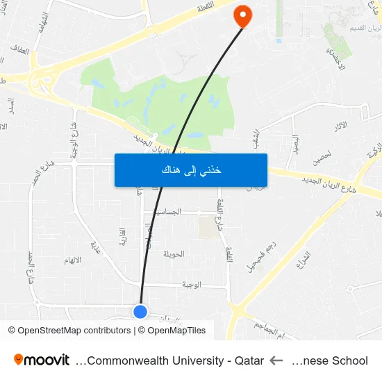 Sudanese School to Virginia Commonwealth University - Qatar map
