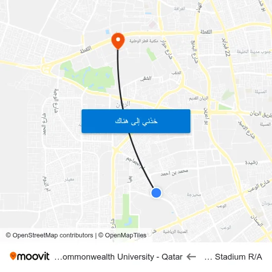 Khalifa Stadium R/A to Virginia Commonwealth University - Qatar map