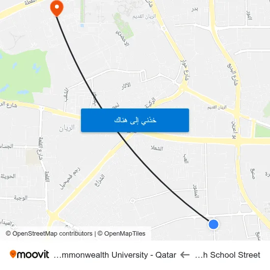 Al Najah School Street to Virginia Commonwealth University - Qatar map