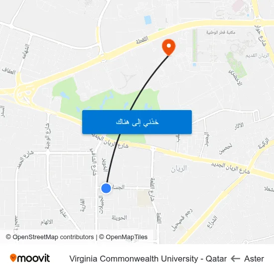 Aster to Virginia Commonwealth University - Qatar map