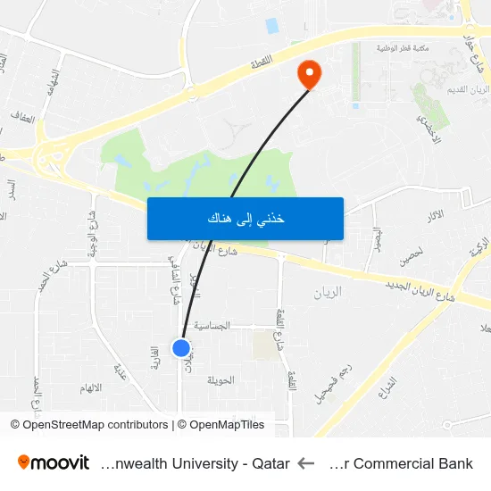Al Shaafi Near Commercial Bank to Virginia Commonwealth University - Qatar map