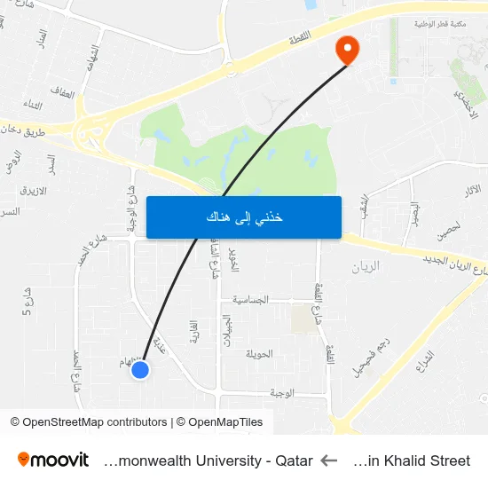 Ayman Bin Khalid Street to Virginia Commonwealth University - Qatar map