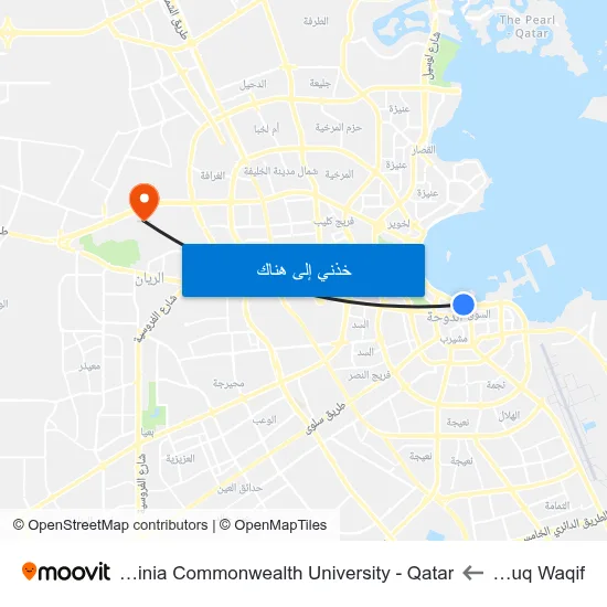Souq Waqif to Virginia Commonwealth University - Qatar map