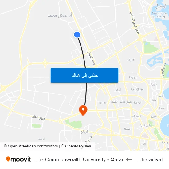 Al Kharaitiyat to Virginia Commonwealth University - Qatar map