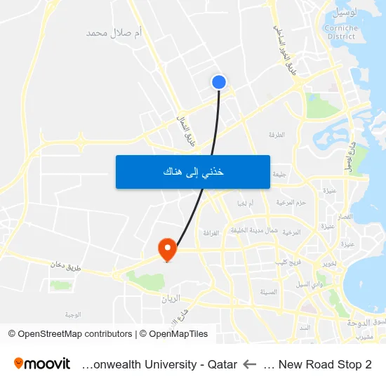 Al Kheesa New Road Stop 2 to Virginia Commonwealth University - Qatar map