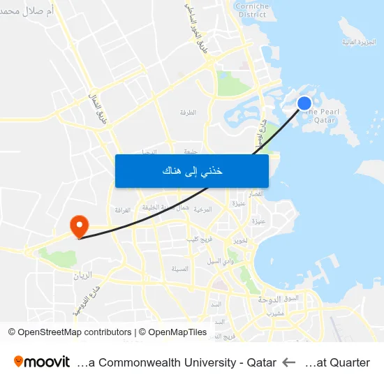 Qanat Quarter to Virginia Commonwealth University - Qatar map