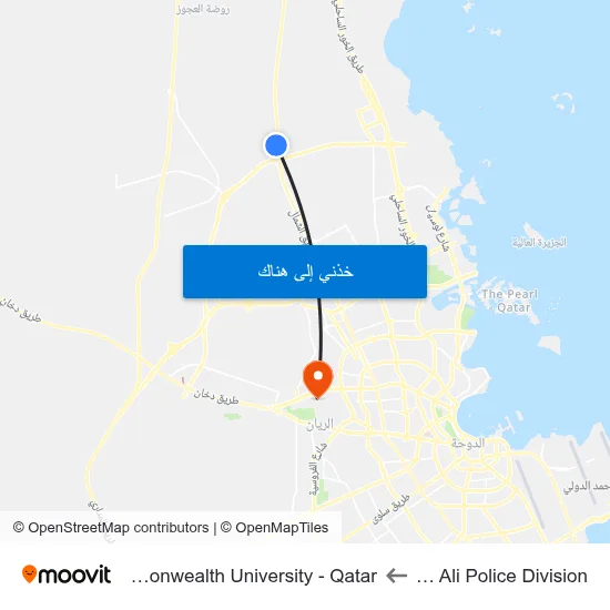 Umm Slal Ali Police Division to Virginia Commonwealth University - Qatar map