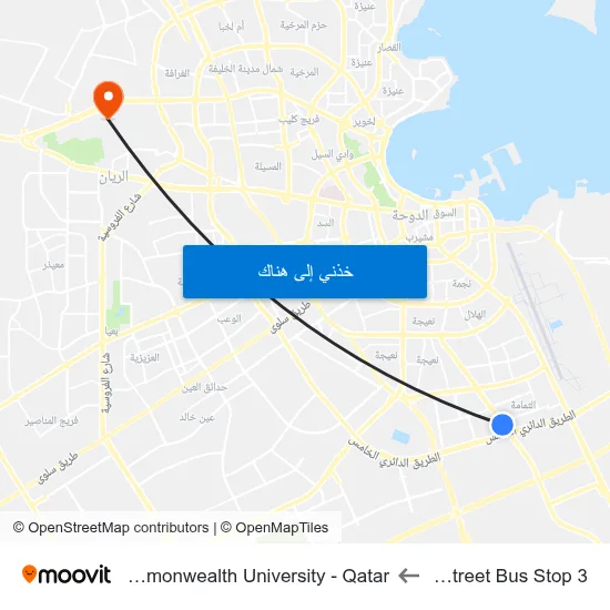 Najma Street Bus Stop 3 to Virginia Commonwealth University - Qatar map