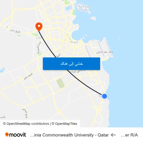 Tower R/A to Virginia Commonwealth University - Qatar map