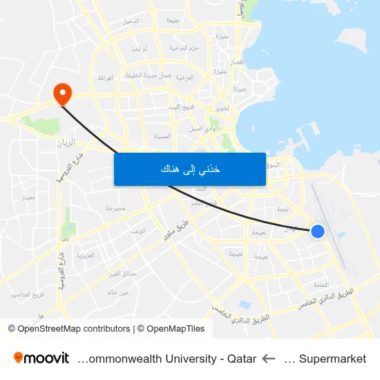 Indian Supermarket to Virginia Commonwealth University - Qatar map