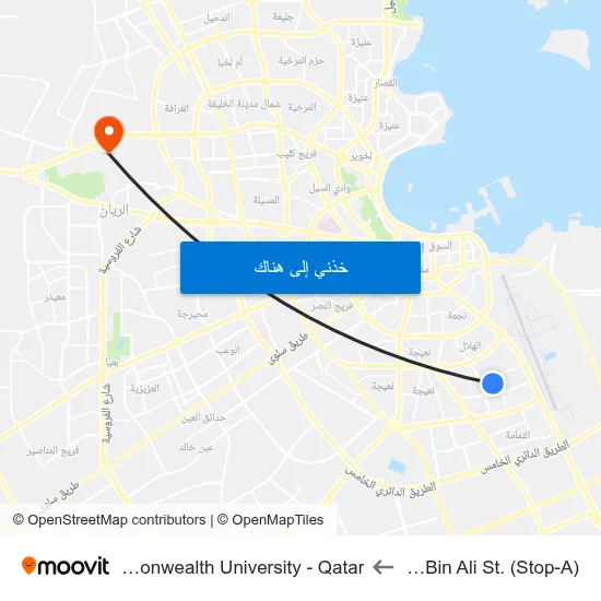 Al Hussein Bin Ali St. (Stop-A) to Virginia Commonwealth University - Qatar map