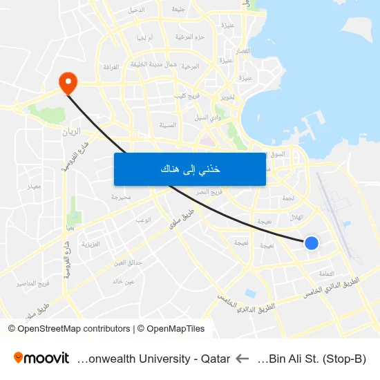 Al Hussein Bin Ali St. (Stop-B) to Virginia Commonwealth University - Qatar map
