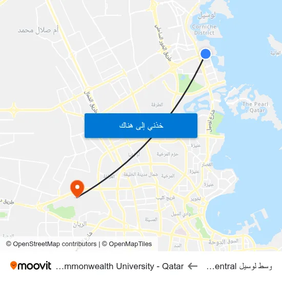 وسط لوسيل Lusail Central to Virginia Commonwealth University - Qatar map