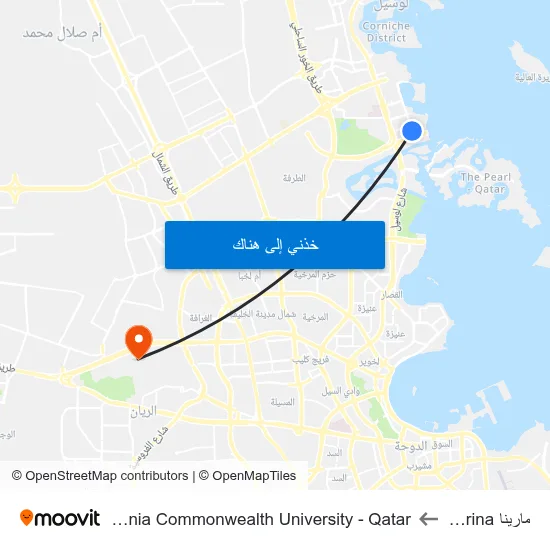مارينا Marina to Virginia Commonwealth University - Qatar map