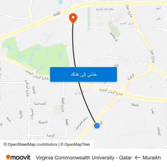 Muraikh to Virginia Commonwealth University - Qatar map