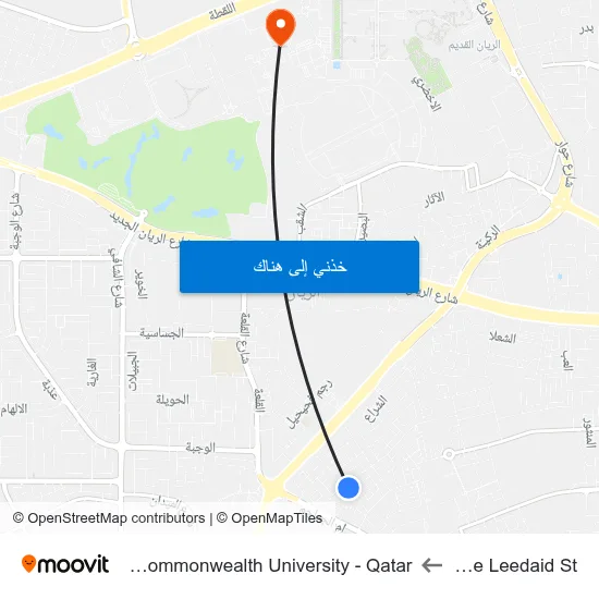 Before Leedaid St to Virginia Commonwealth University - Qatar map