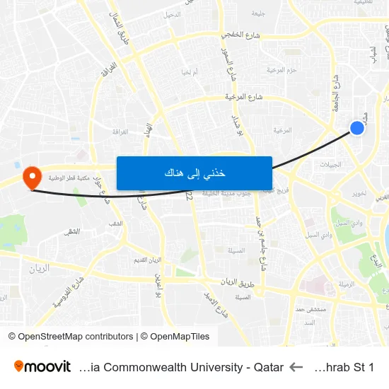 Meshrab St 1 to Virginia Commonwealth University - Qatar map