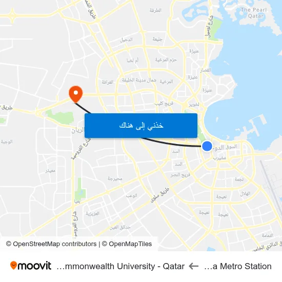 Al Bidda Metro Station to Virginia Commonwealth University - Qatar map