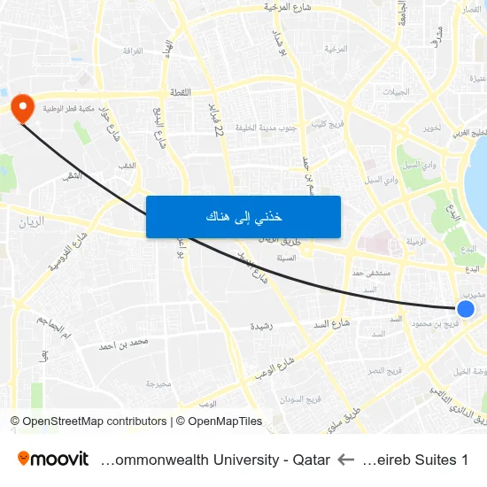 Musheireb Suites 1 to Virginia Commonwealth University - Qatar map