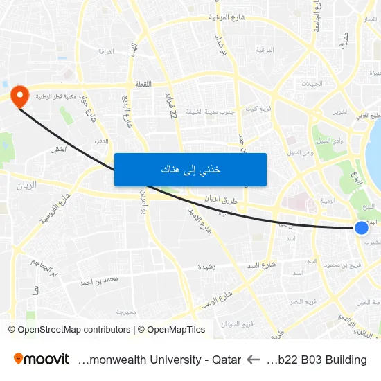 Ezdan Eb22 B03 Building to Virginia Commonwealth University - Qatar map