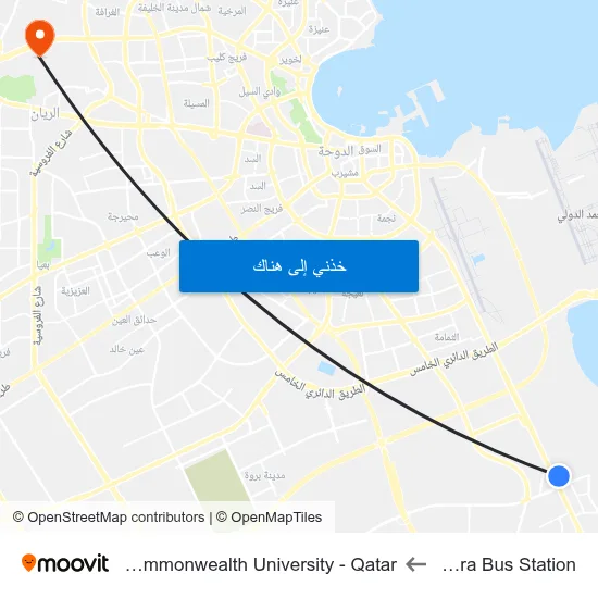 Al Wakra Bus Station to Virginia Commonwealth University - Qatar map
