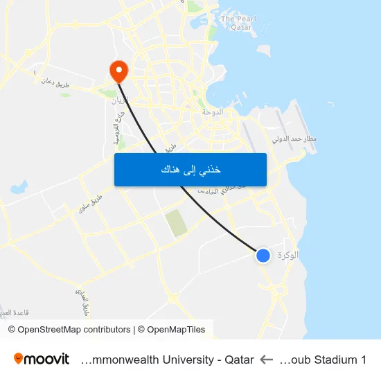 Al Janoub Stadium 1 to Virginia Commonwealth University - Qatar map