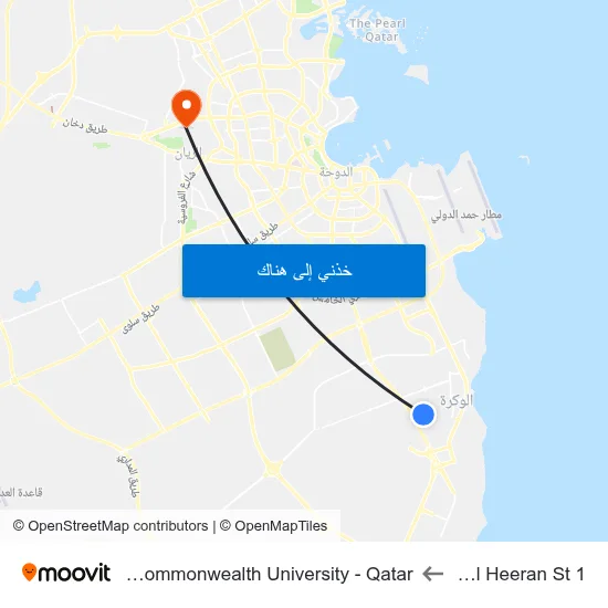 Aba Al Heeran St 1 to Virginia Commonwealth University - Qatar map