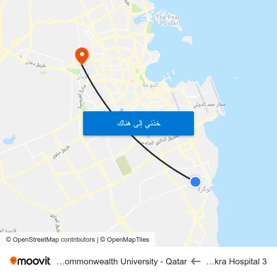 Al Wakra Hospital 3 to Virginia Commonwealth University - Qatar map
