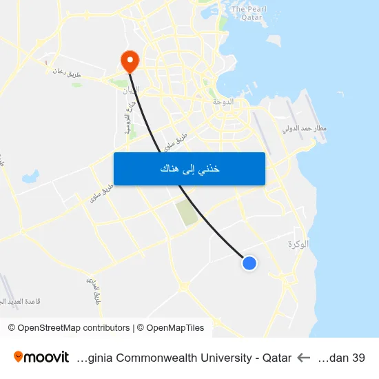Ezdan 39 to Virginia Commonwealth University - Qatar map